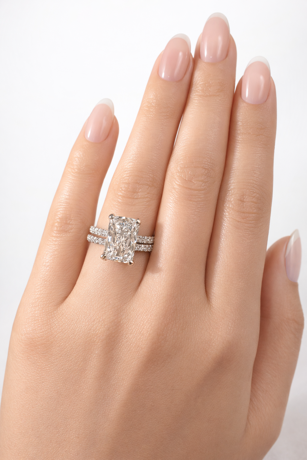 The Aurora, Radiant-cut Diamond Ring with Hidden Halo
