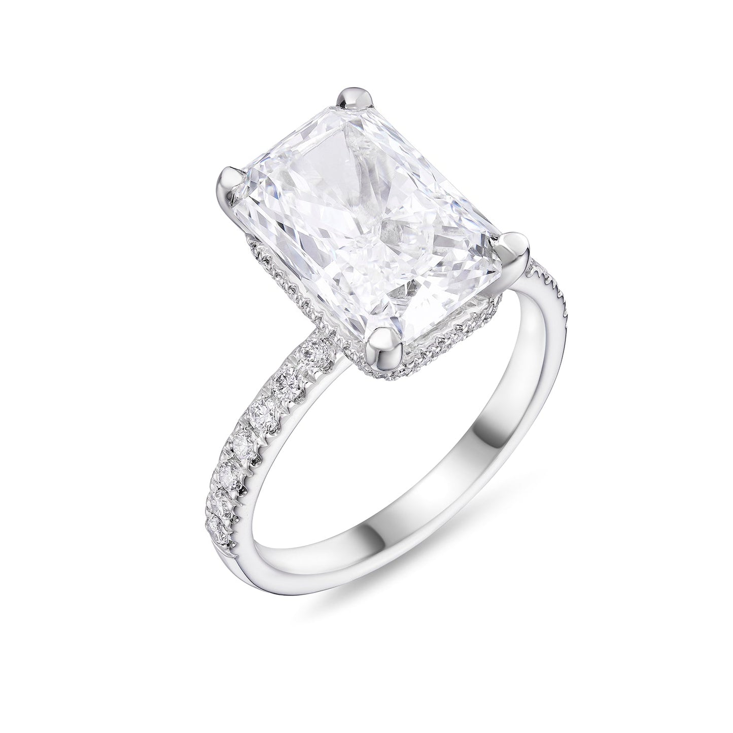 The Aurora, Radiant-cut Diamond Ring with Hidden Halo