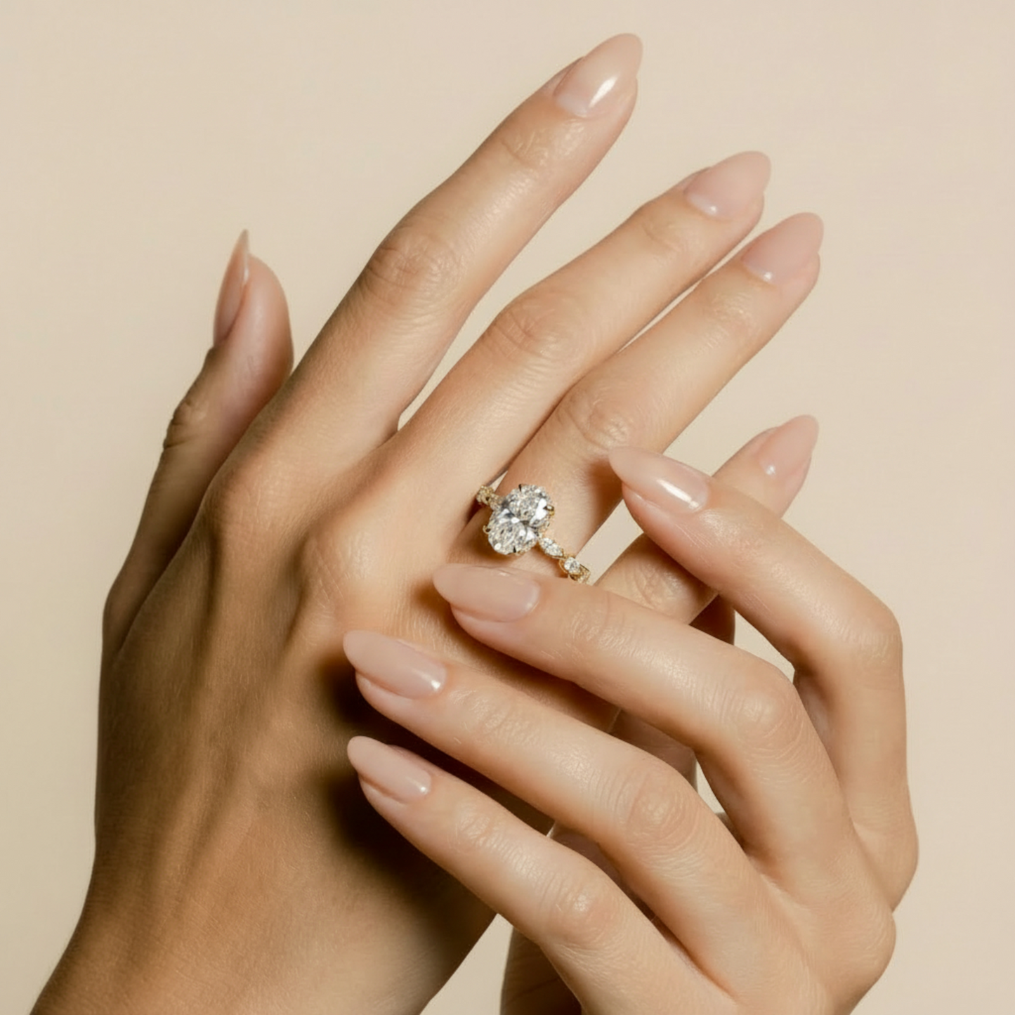 The Arabella, Oval-cut Centre with Marquise-cut Side Stones Diamond Ring