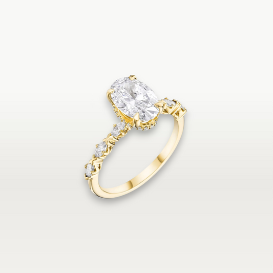 The Arabella, Oval-cut Centre with Marquise-cut Side Stones Diamond Ring