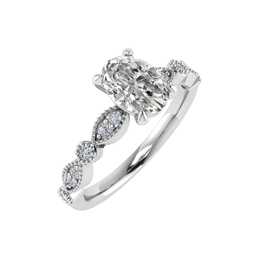 The Audrey, Oval-cut with Vintage Marquise Motif Diamond Ring