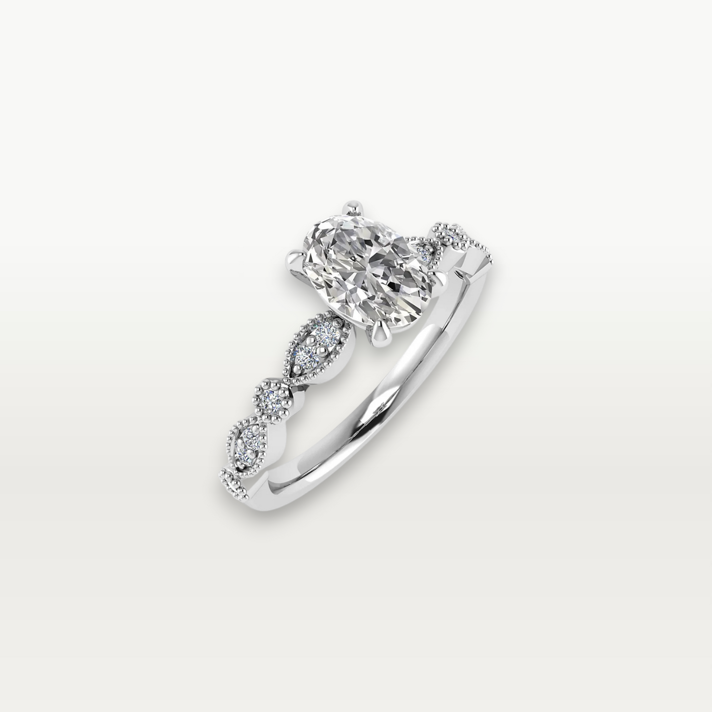 The Audrey, Oval-cut with Vintage Marquise Motif Diamond Ring