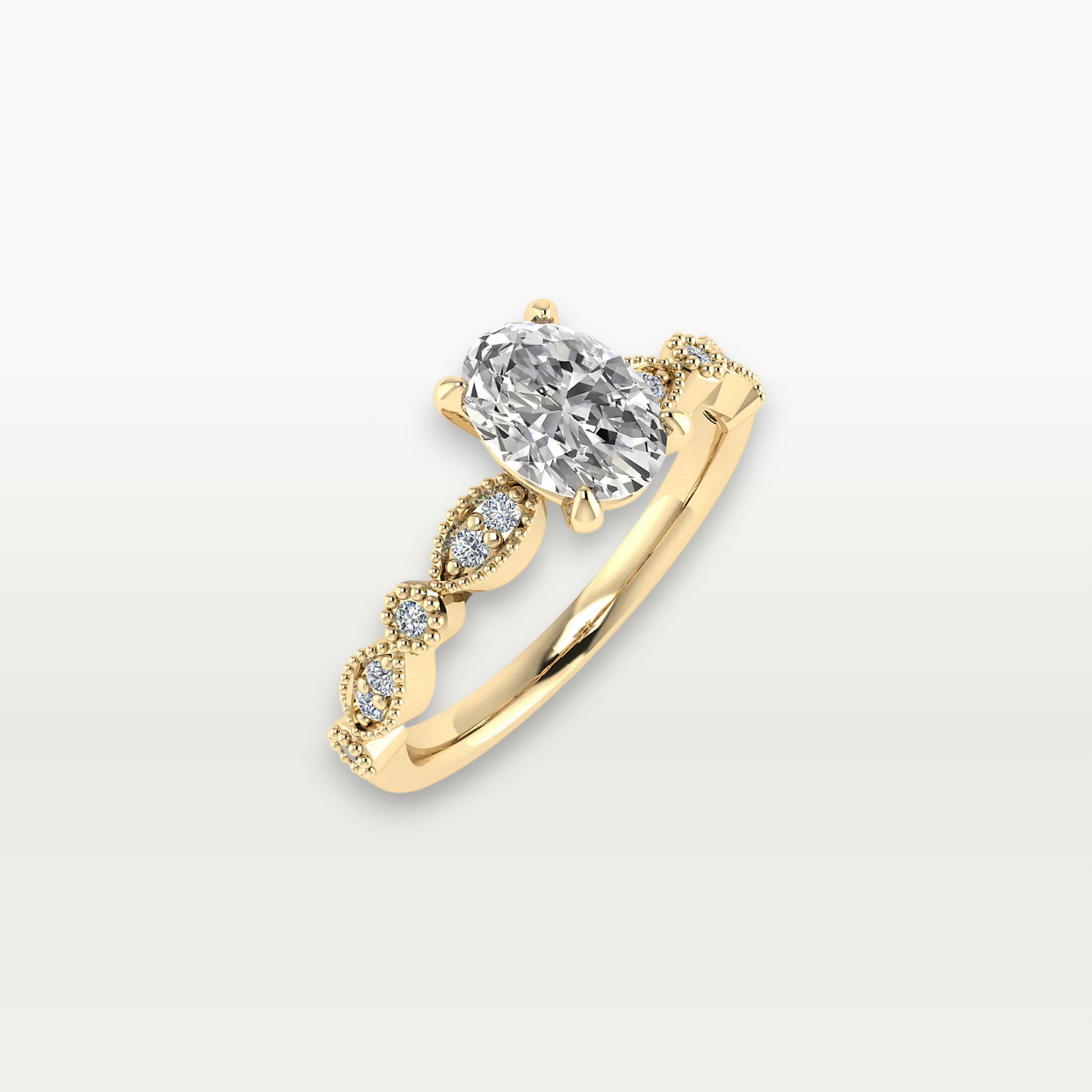The Audrey, Oval-cut with Vintage Marquise Motif Diamond Ring