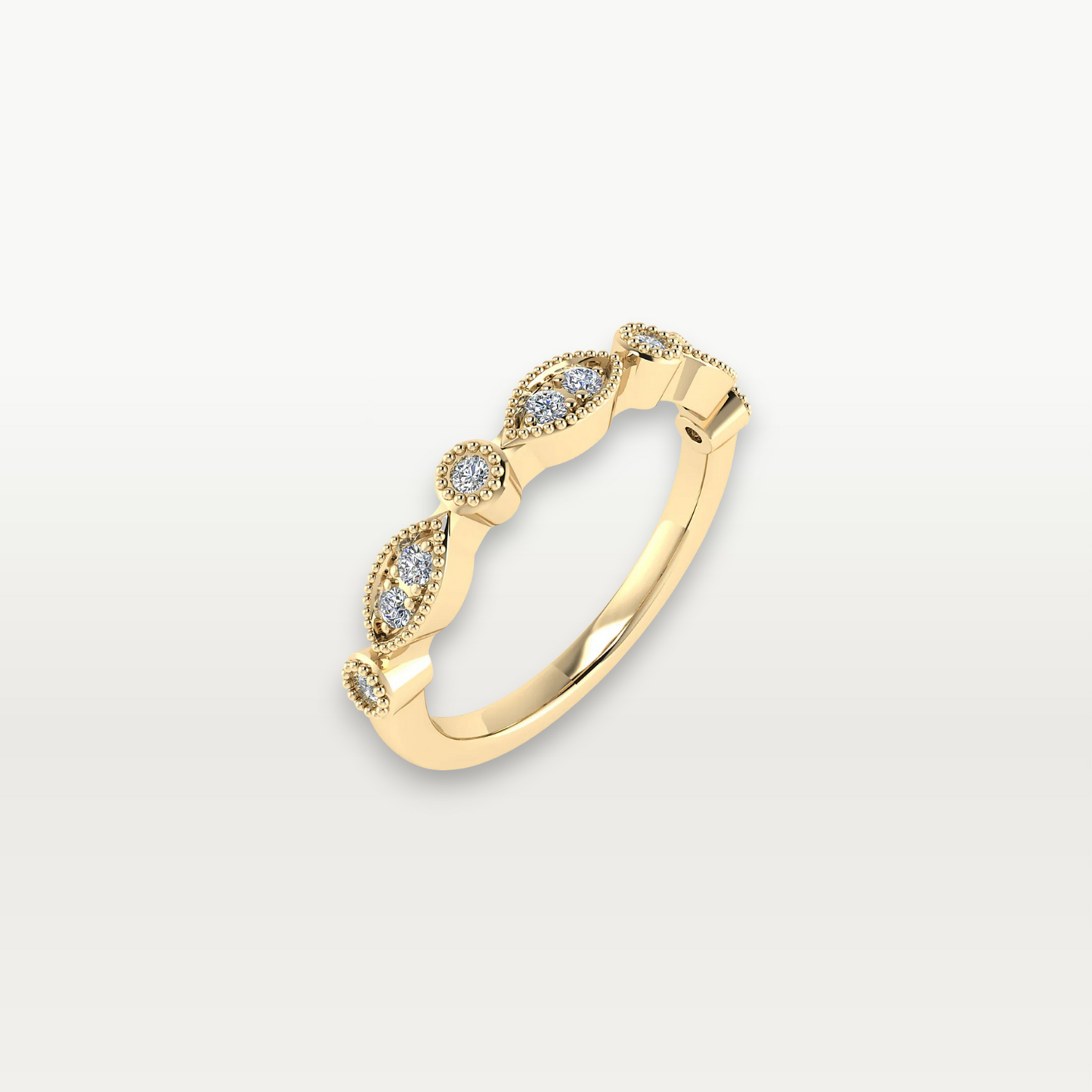 The Audrey Half Eternity Band with Vintage Marquise Motif Round Diamonds