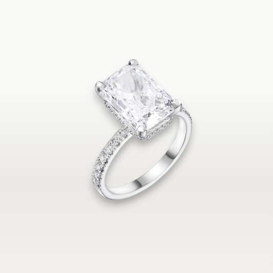The Aurora, Radiant-cut Diamond Ring with Hidden Halo