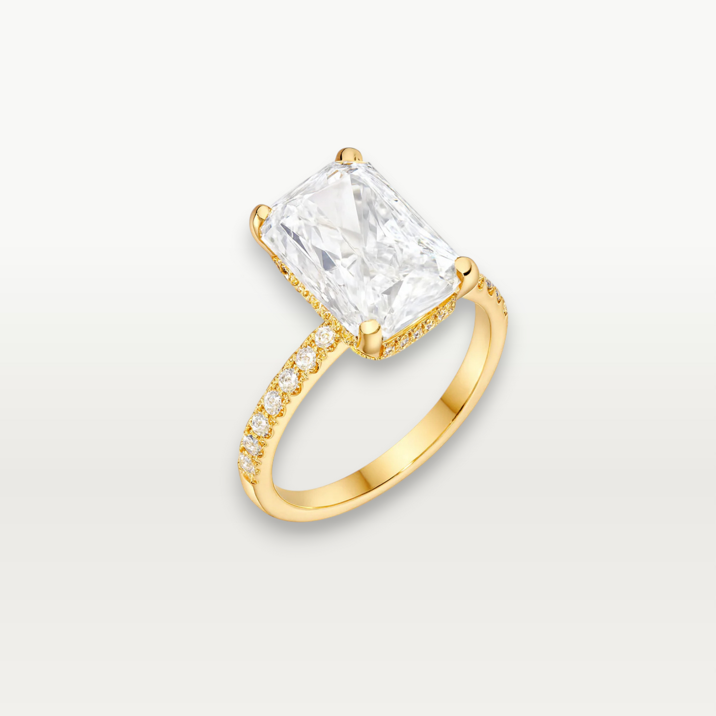 The Aurora, Radiant-cut Diamond Ring with Hidden Halo
