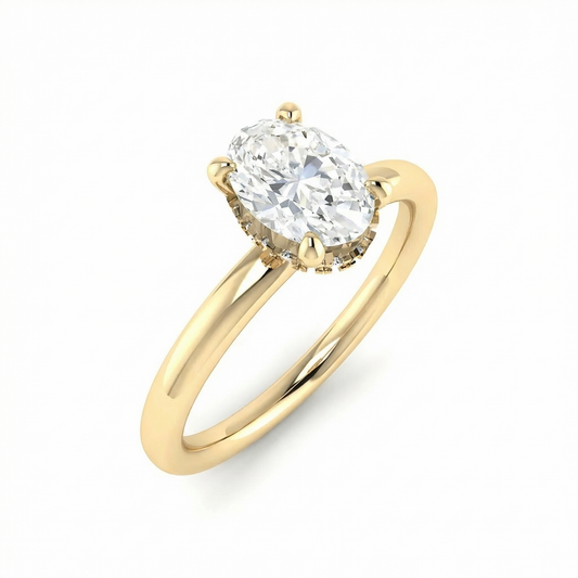 The Solitaire, Oval-cut Diamond Ring with Hidden Halo