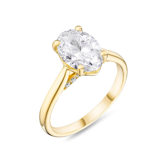 The Solitaire II, Oval-cut Diamond Ring with Hidden Pavé