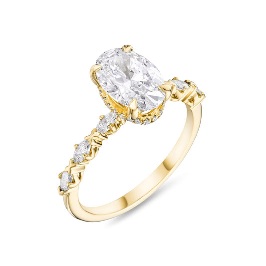 The Arabella, Oval-cut Centre with Marquise-cut Side Stones Diamond Ring