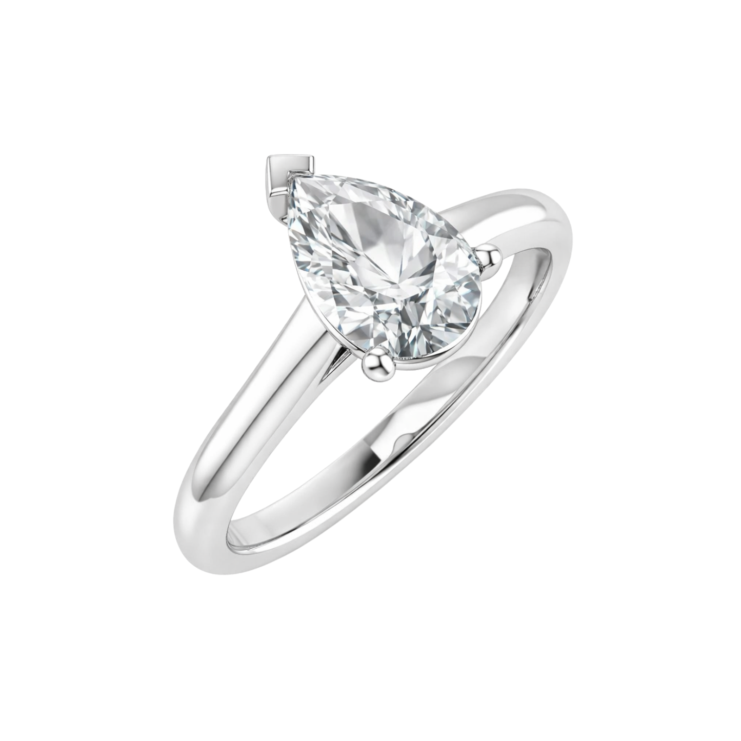The Solitaire III, Pear-cut Diamond Ring with Wrapped Hidden Halo