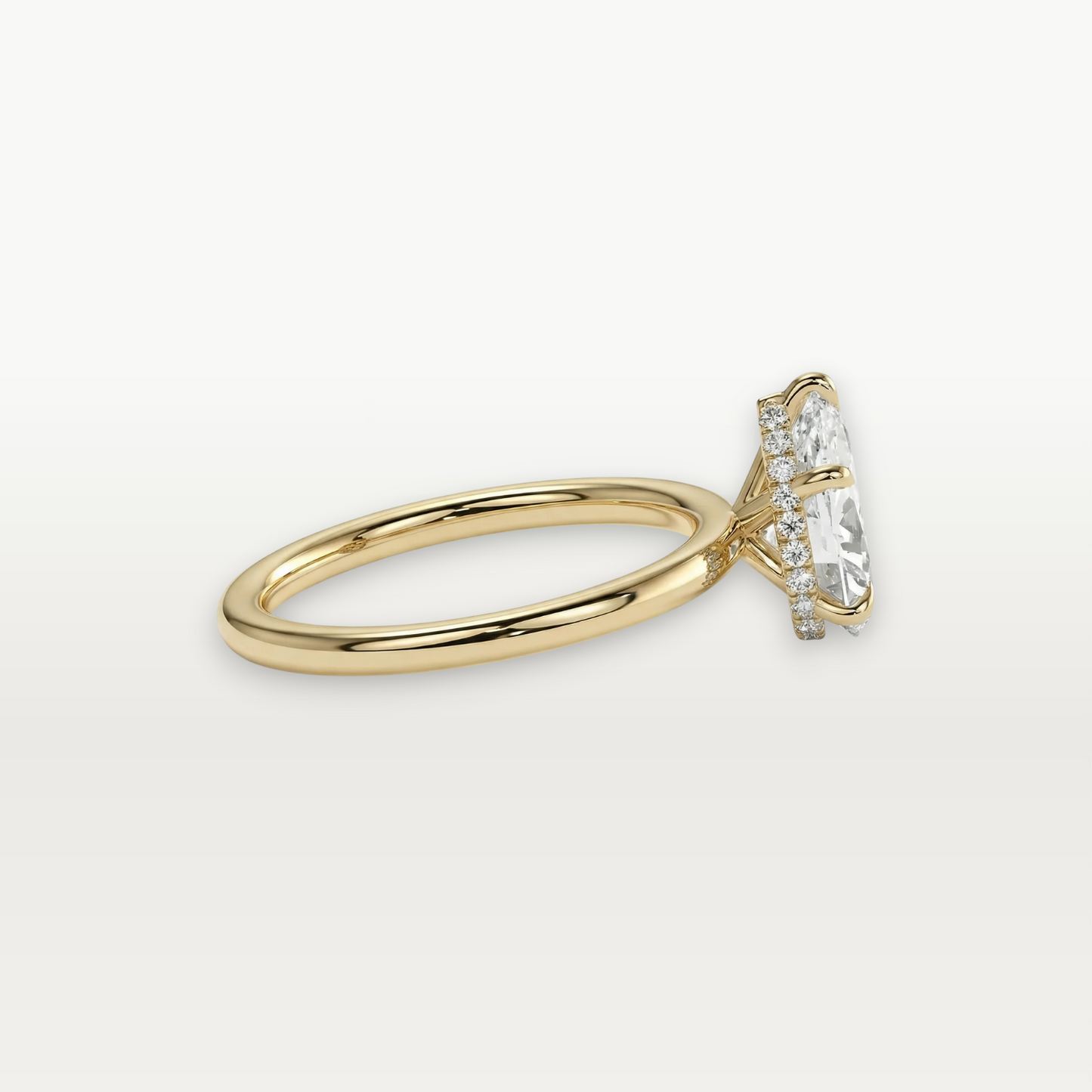 The Solitaire III, Pear-cut Diamond Ring with Wrapped Hidden Halo
