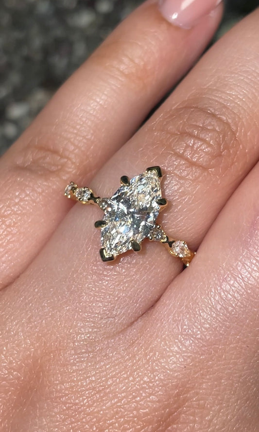 Marquise-Cut Diamond Ring with Marquise Shoulders in 18k Gold