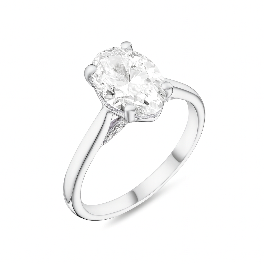The Solitaire II, Oval-cut Diamond Ring with Hidden Pavé