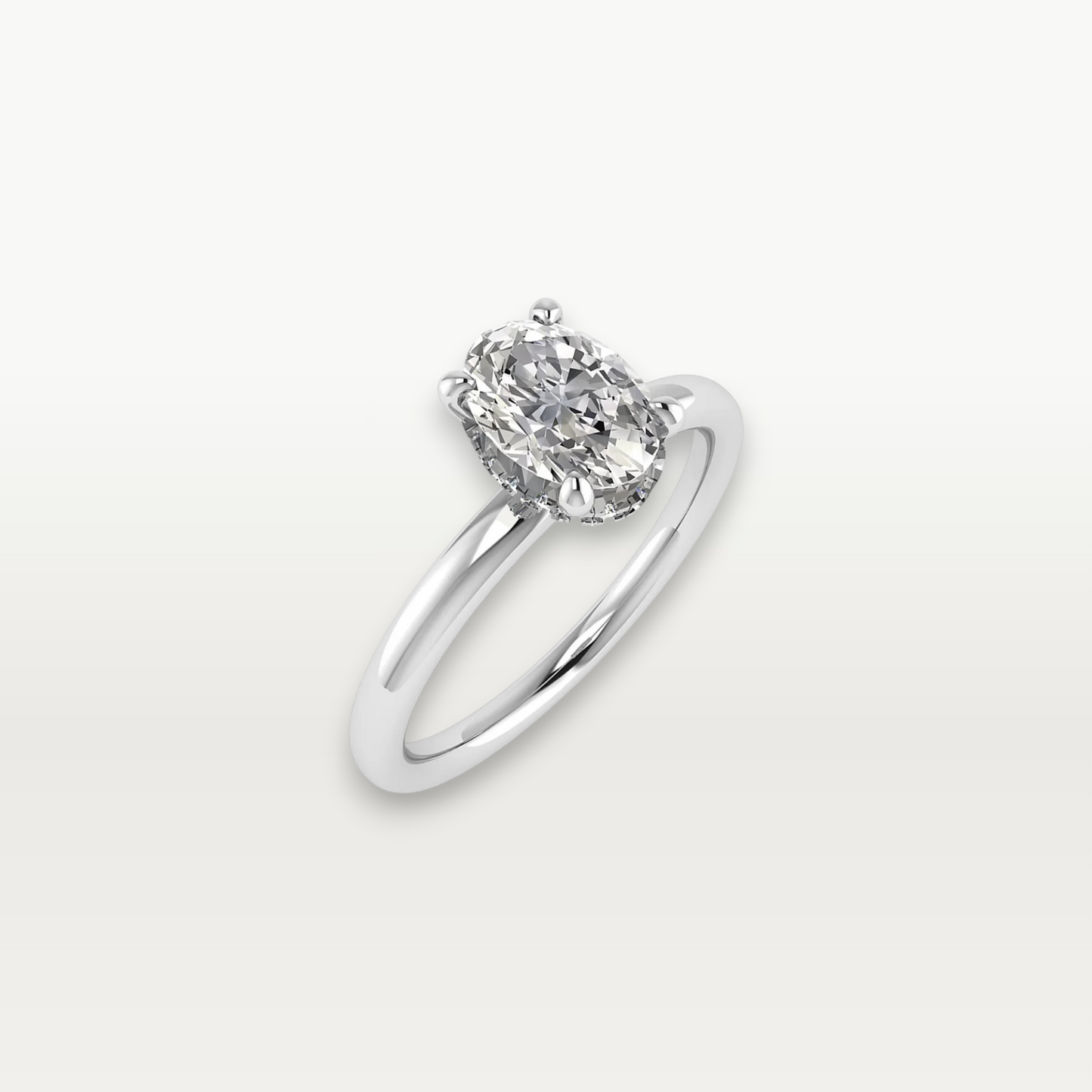 The Solitaire, Oval-cut Diamond Ring with Hidden Halo