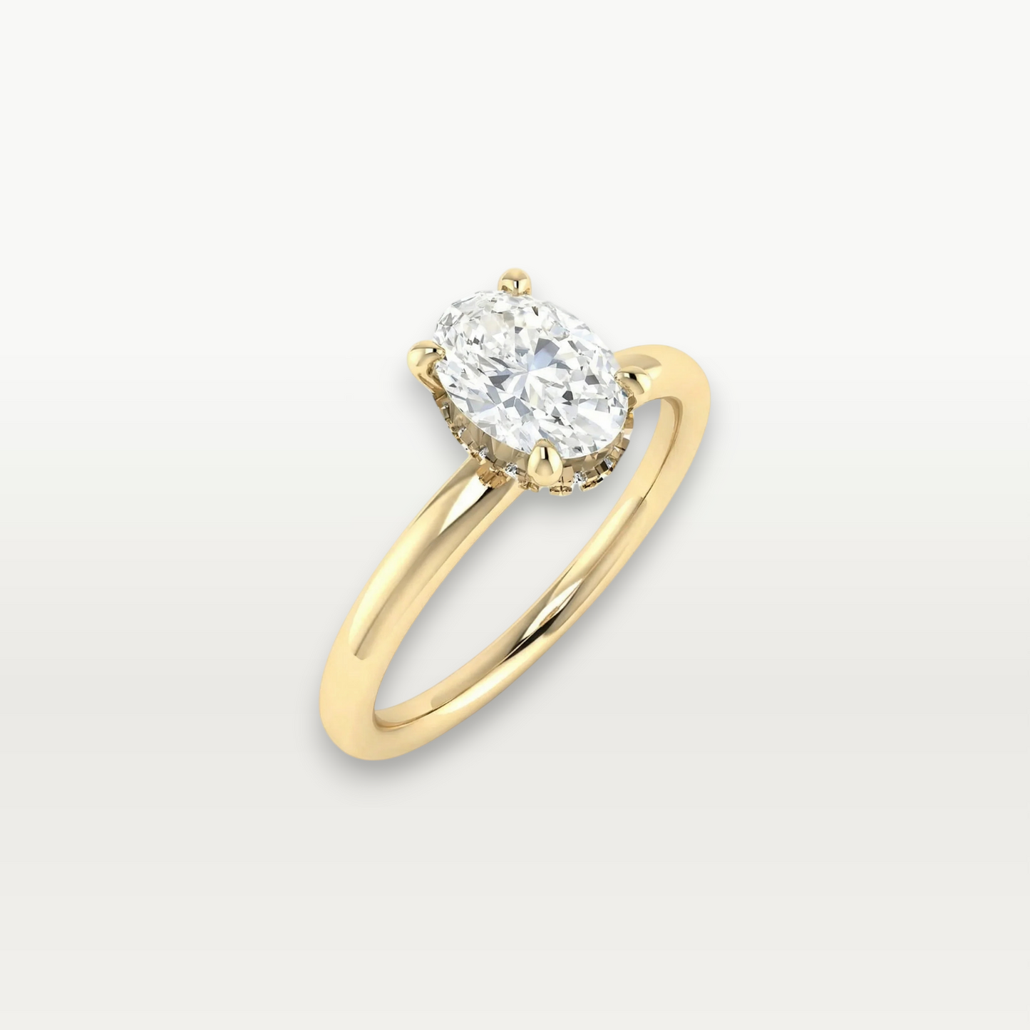 The Solitaire, Oval-cut Diamond Ring with Hidden Halo