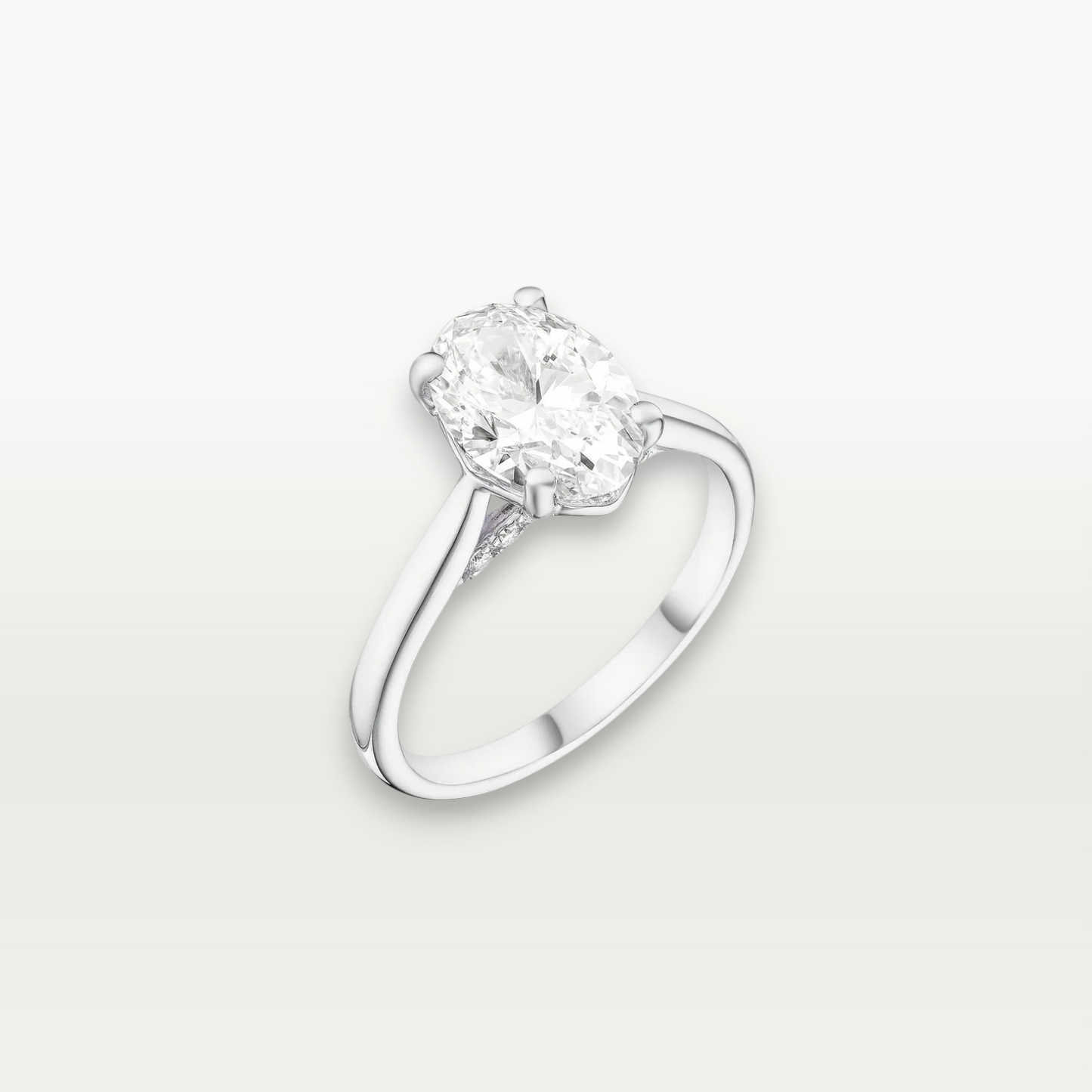 The Solitaire II, Oval-cut Diamond Ring with Hidden Pavé