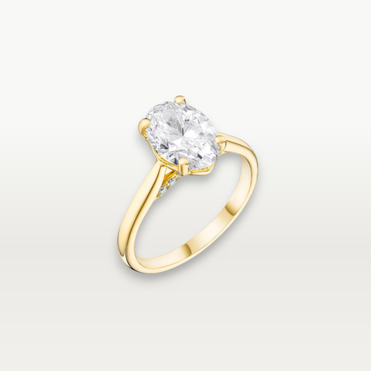 The Solitaire II, Oval-cut Diamond Ring with Hidden Pavé