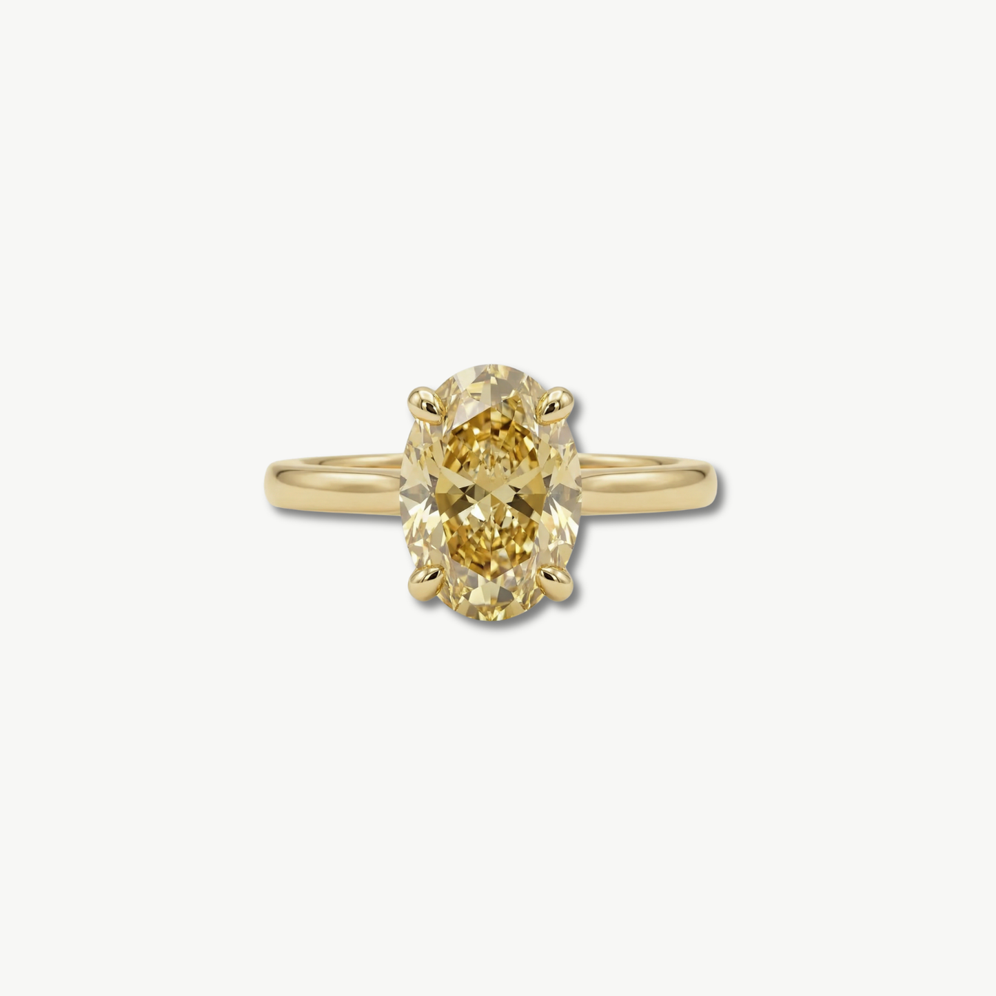 Oval-Cut Fancy Yellow Diamond Solitaire in 18k Gold
