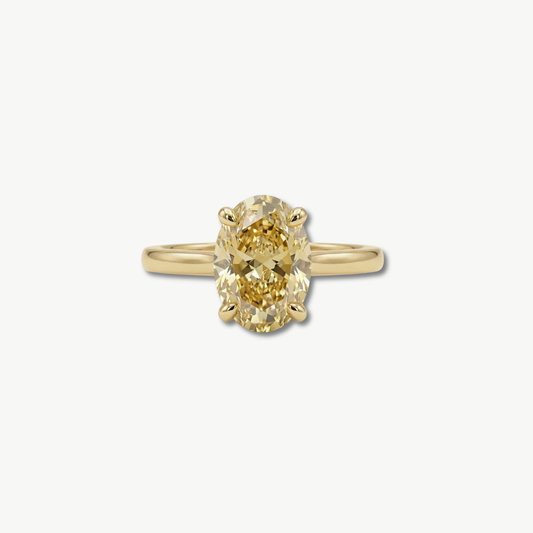 Oval-Cut Fancy Yellow Diamond Solitaire in 18k Gold
